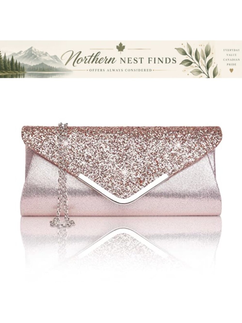 Glitter Sequins Envelope Clutch Evening Bag Sparkling Prom Party Shoulder